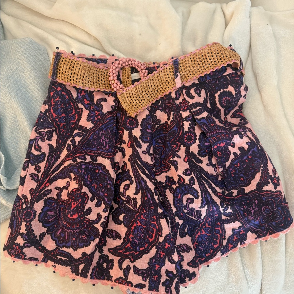 Zimmermann Tiggy Belted Linen Shorts